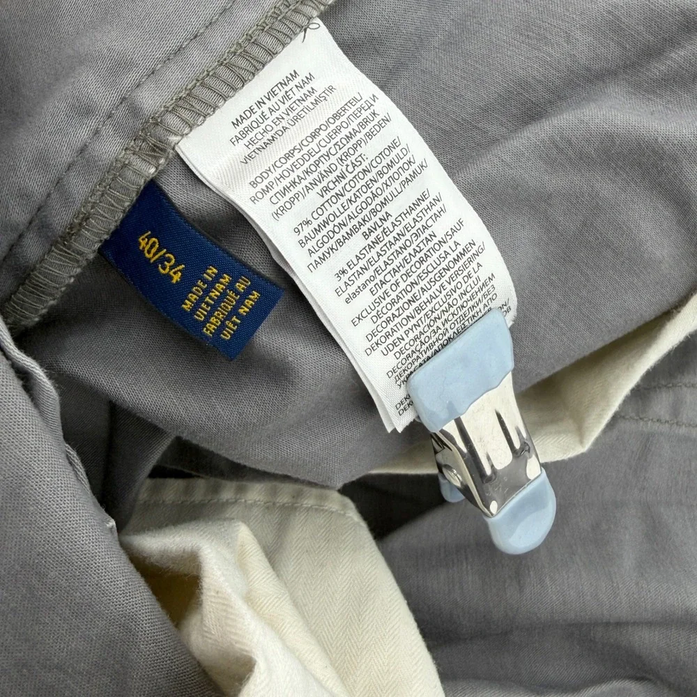 Polo Ralph Lauren Varick Slim Straight Gray Cotton Stretch Pants Mens 40x34